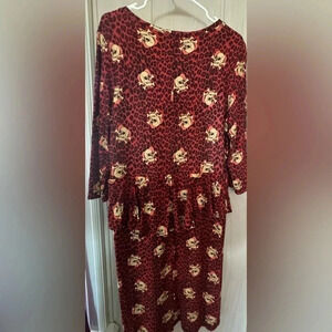 Torrid women’s Leopard Skull‎ & Heart red gothic Peplum Dress plus size 2xl